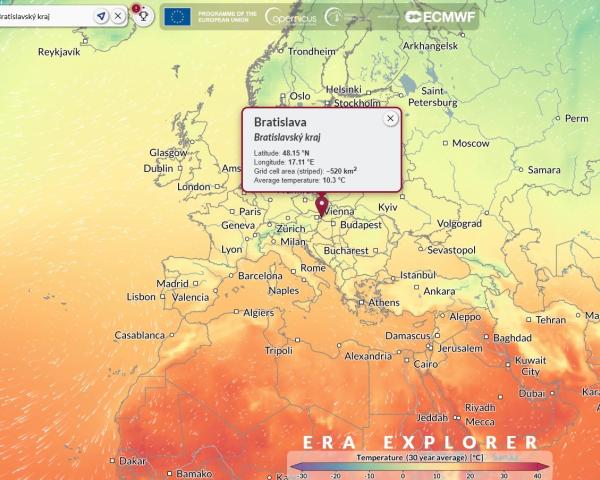 Webová aplikácia ERA Explorer umožňuje preskúmať historické klimatické údaje